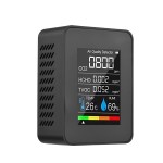Tester multifunctional digital pentru calitatea aerului, CO2, HCHO, TVOC, temperatura si umiditate, 5 in 1, culoare negru